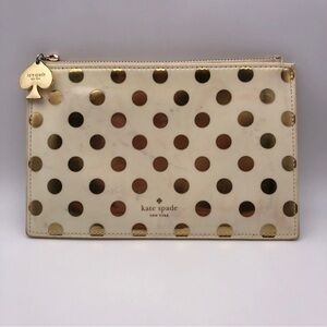 Kate Spade Women's Polka Dot Pouch Zip Closure Striped Interior Purse Clutch